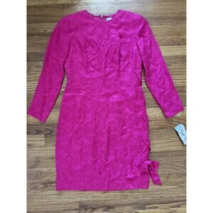 Papell Too 100% Silk Pink Magenta Dress Midi Women's Size 10 С26